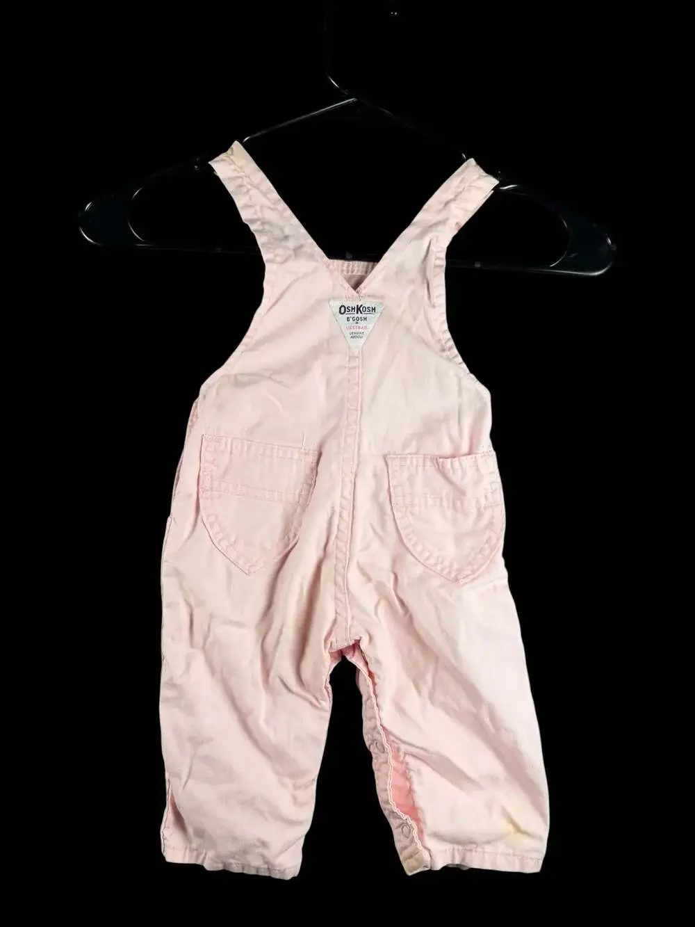 Vintage OshKosh B'gosh Pink Denim Overalls with Snap Inseam